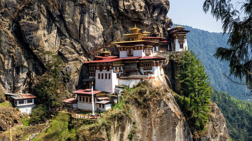 Tiger's Nest Monastery perched on a cliff in Paro, Bhutan